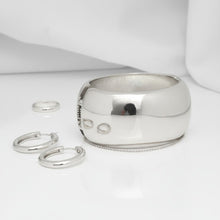 Load image into Gallery viewer, Bangle Polished Silver Oval Wide Sleek Bracelet

