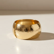 Load image into Gallery viewer, Bangle Hammered Gold Wide High Fashion Bracelet
