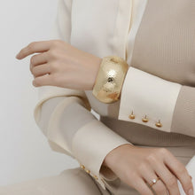 Load image into Gallery viewer, Bangle Hammered Gold Wide High Fashion Bracelet
