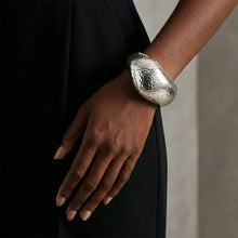 Load image into Gallery viewer, Bangle Hammered Silver Wavy Chunky Bracelet
