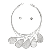 Load image into Gallery viewer, Bib Silver Metal Wire Teardrop Sculpted Necklace
