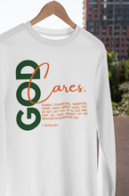 Load image into Gallery viewer, God Cares Unisex Crewneck Sweatshirt: I Peter 5:6-7 By: A. Perry
