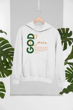 Load image into Gallery viewer, God Cares Unisex Hoodie Sweatshirt: I Peter 5:6-7 - By: A. Perry
