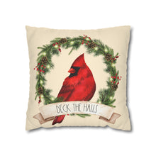 Load image into Gallery viewer, Deck The Halls Red Cardinal Spun Polyester Pillow Cover 16x16
