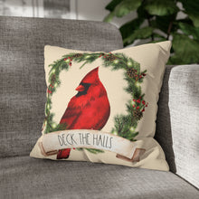 Load image into Gallery viewer, Deck The Halls Red Cardinal Spun Polyester Pillow Cover 16x16
