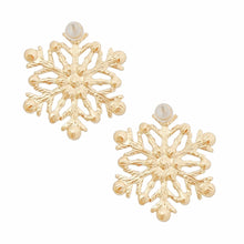 Load image into Gallery viewer, Stud Stellar Snowflake Gold Earrings for Women
