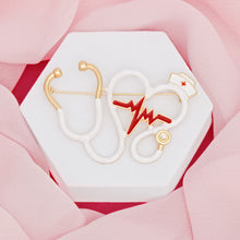 Load image into Gallery viewer, Brooch White Nurse Medical Stethoscope Pin
