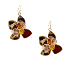 Load image into Gallery viewer, Fish Hook Leopard Die Cut Flower Artisan Earrings
