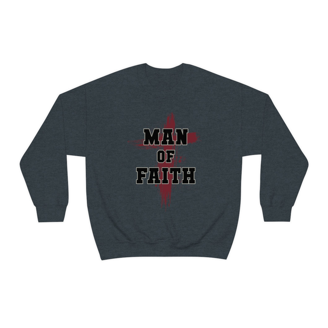 Man of Faith Unisex Heavy Blend Crewneck Sweatshirt - Perfect for Religious Apparel, Christian Gift, Comfortable and Stylish