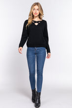 Load image into Gallery viewer, Long Slv X Strap V-neck Sweater
