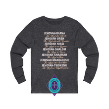 Load image into Gallery viewer, Jehovah Names Unisex Jersey Long Sleeve Tee
