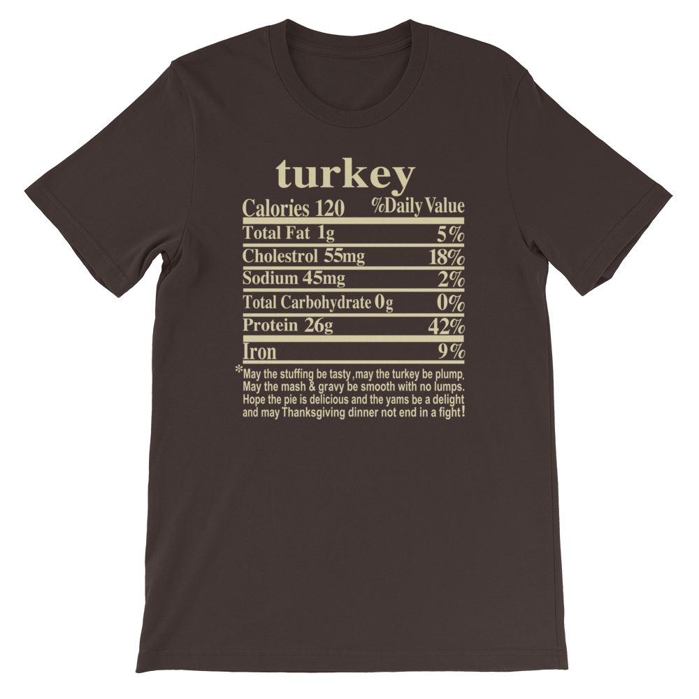 Funny Family Thanksgiving/ Christmas Dinner Nutrition Label Short-Sleeve Unisex T-Shirt