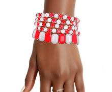 Load image into Gallery viewer, Red White Stretch Tennis Bracelets
