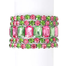 Load image into Gallery viewer, Pink Green Stretch Tennis Bracelets
