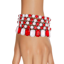 Load image into Gallery viewer, Red White Stretch Tennis Bracelets
