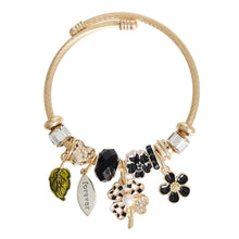 Load image into Gallery viewer, Gold Black Clover Cable Bangle
