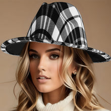 Load image into Gallery viewer, Black White Plaid Fedora
