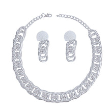 Load image into Gallery viewer, Chain Necklace Silver Double Curb Link Set Women
