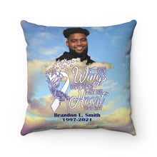 Load image into Gallery viewer, Custom Memorial Wings Were Ready Brandon Smith Faux Suede Square Pillow Case
