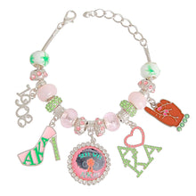 Load image into Gallery viewer, Pink Green Sorority Charm Bracelet
