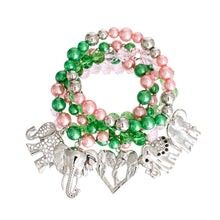 Load image into Gallery viewer, Mixed Pink Green Elephant Bracelets
