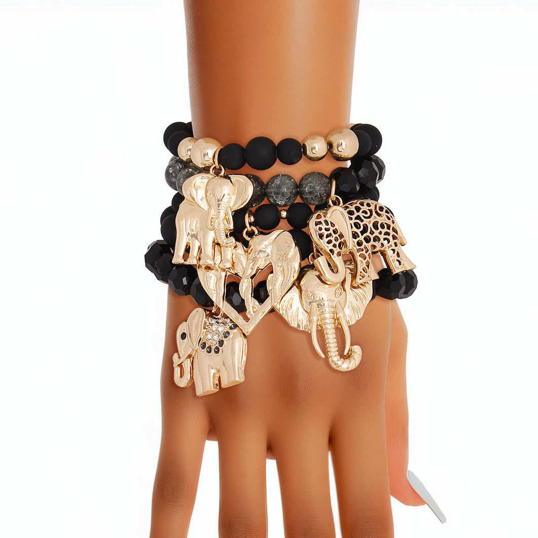 Mixed Black Elephant Bracelets
