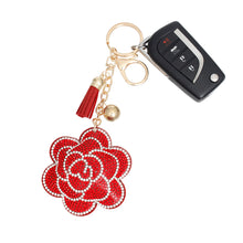 Load image into Gallery viewer, Red Flower Keychain Clip
