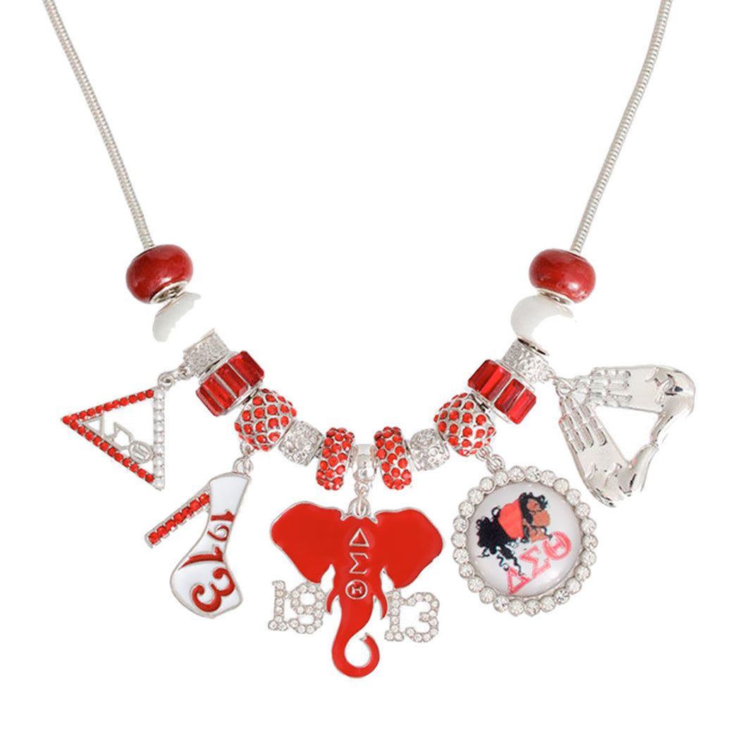 Red White Sorority Charm Necklace