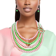 Load image into Gallery viewer, Necklace Pink Green Pearl AKA Set for Women
