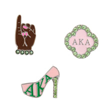Load image into Gallery viewer, Pink Green 3Pcs Sorority Pins
