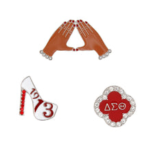 Load image into Gallery viewer, Red White 3 Pcs Sorority Pins
