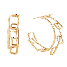 Load image into Gallery viewer, Hoop 14K Gold Medium Geo Wire Earrings for Women
