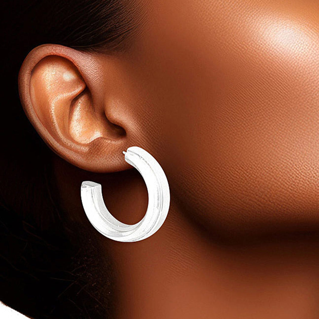 Hoop White Gold Small Solid Metal Earrings Women
