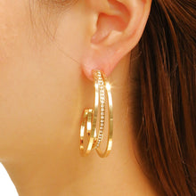 Load image into Gallery viewer, Hoop 14K Gold Medium Triple Earrings Women
