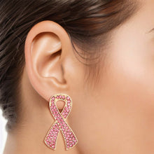 Load image into Gallery viewer, Gold Pink Ribbon Stud Earrings
