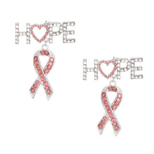 Load image into Gallery viewer, Silver Hope Pink Ribbon Earrings
