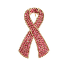 Load image into Gallery viewer, Gold Pink Ribbon Brooch
