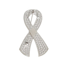 Load image into Gallery viewer, Silver Pink Ribbon Brooch
