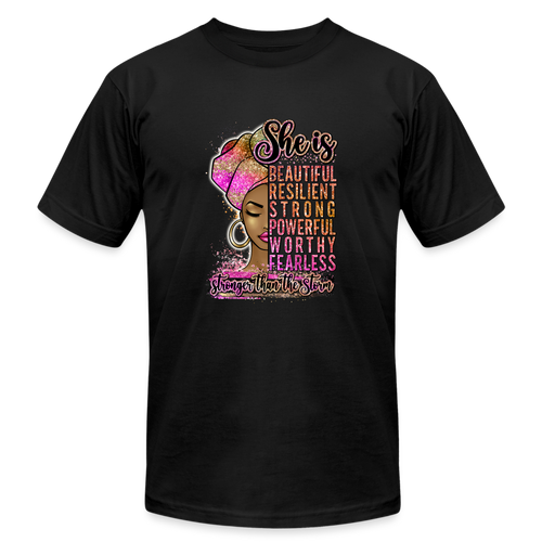 She is Stronger Than The Storm Unisex Jersey T-Shirt - black