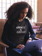 Load image into Gallery viewer, Grace &amp; Grind White Gradient Text Unisex T-Shirt

