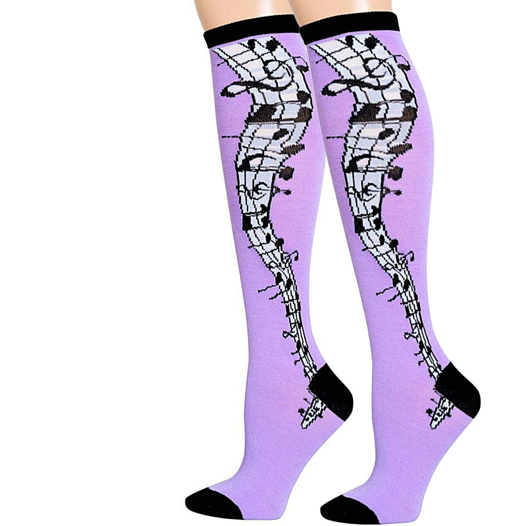 Lavender Musical Knee High Socks