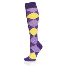 Load image into Gallery viewer, Purple Argyle Knee High Socks
